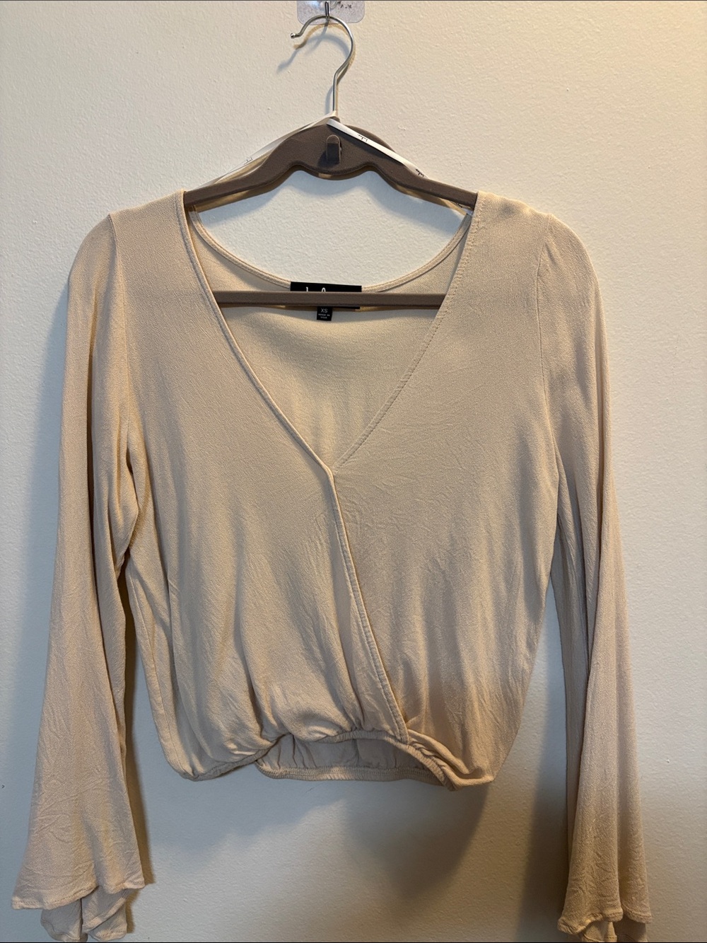 Lulu's Cream Wrap-Front Long Sleeve Top